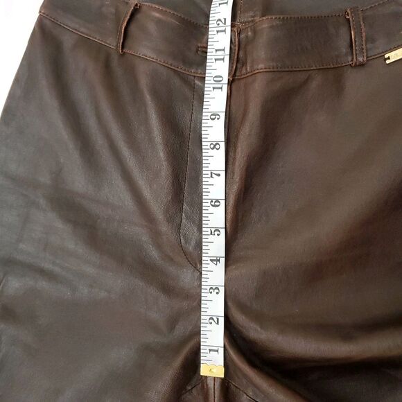 St. John High Rise Bootcut Brown Leather Pants 10 Western Cowgirl - Picture 9 of 15